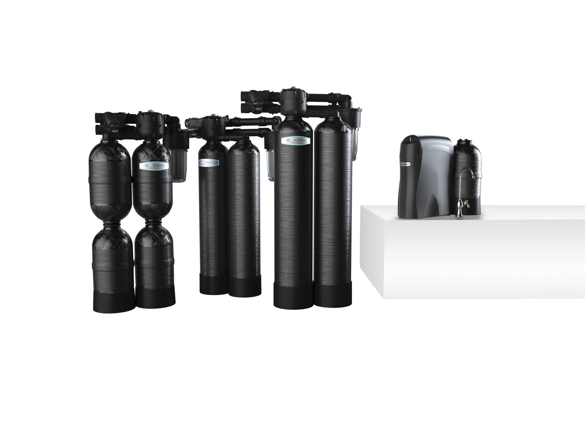 Kinetico residential water treatment systems, including water softeners and drinking water filtration equipment